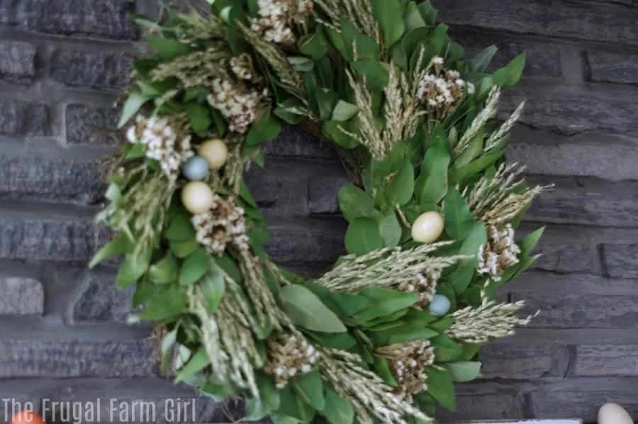 Easter Mantel decorations from a 1850s farmhouse. This frugal farm girl only buys her Easter decor on clearance or after season sales. Check out the ideas and ways to save this holiday.