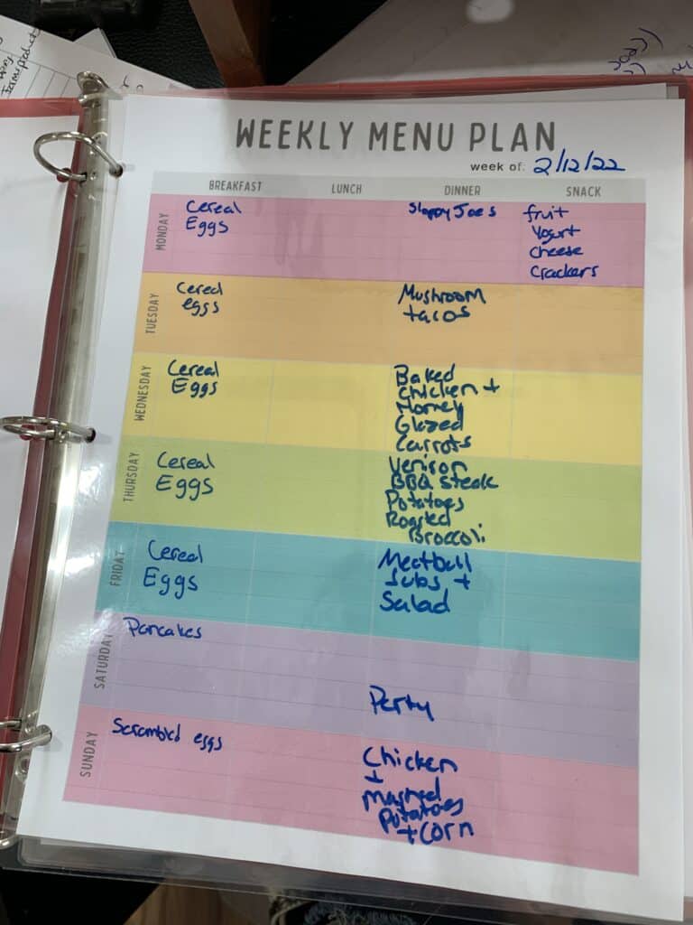 meal planner frugal farm girl 