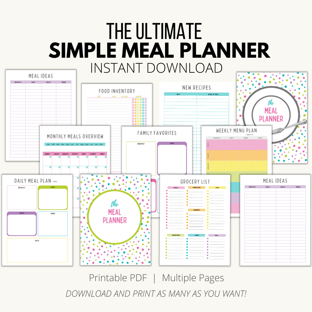 simple meal planner bundle mockup image 