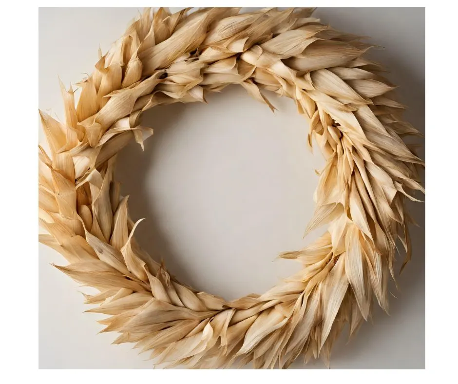 corn husk wreath- ways to decorate for fall on a budget