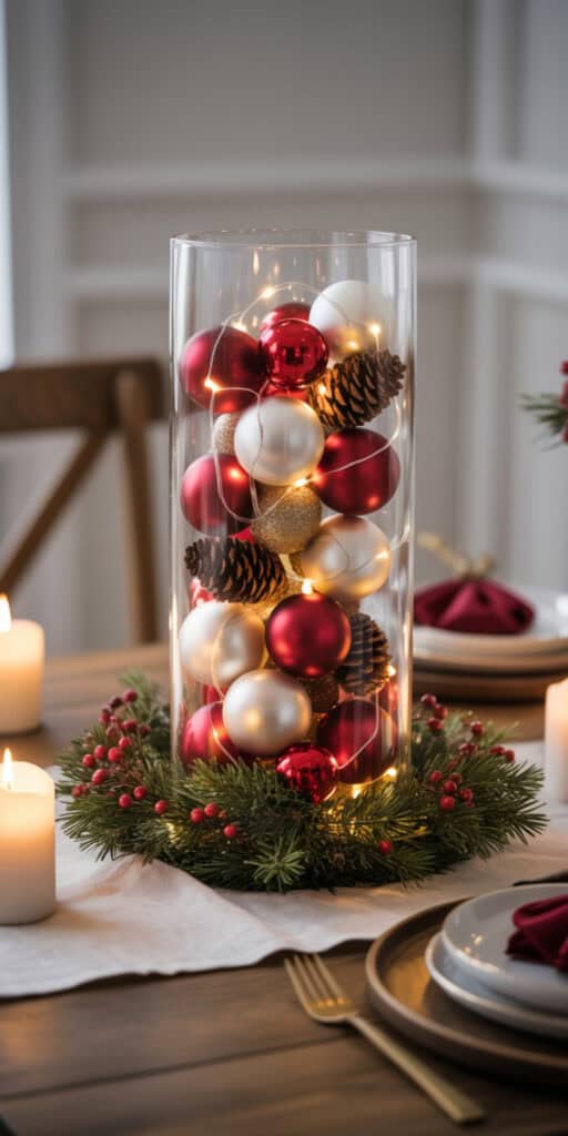 DIY Cylinder Vase Holiday Centerpiece Tutorial