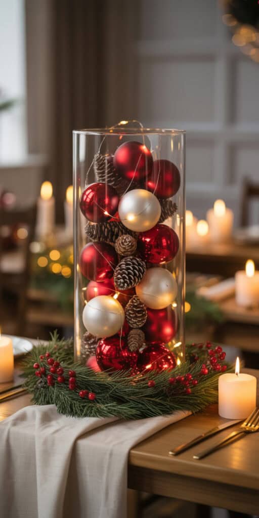 DIY Cylinder Vase Holiday Centerpiece Tutorial