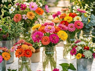 DIY flower bar with colorful blooms for budget-friendly celebrations.