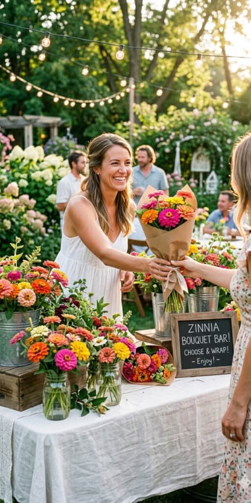 How to Set Up a Stunning DIY Flower Bar on a Budget 6 Beautiful outdoor flower bar with vibrant blooms for a DIY event.