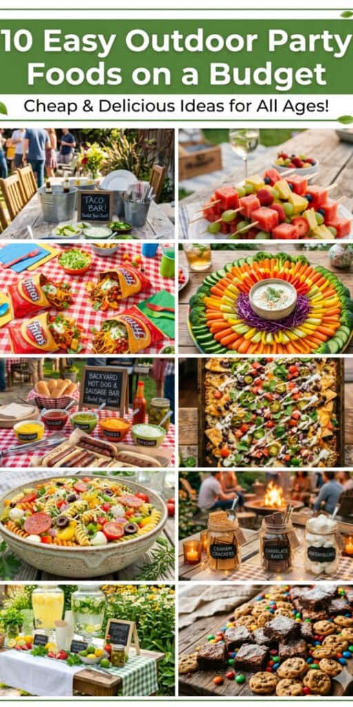 10 Easy Outdoor Party Foods on a Budget 11 Colorful fruit and snack platters perfect for outdoor gatherings on a budget.