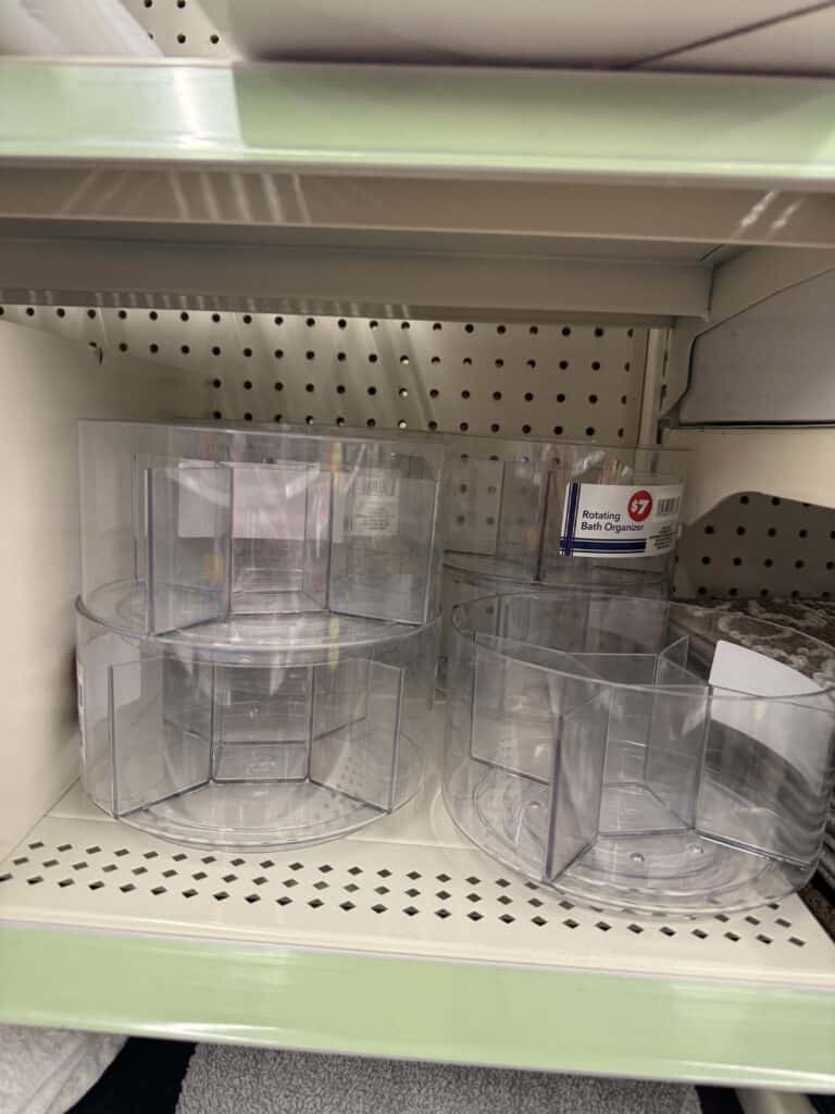 The Best Dollar Tree Finds for Home Decor, Organization & DIY (Under $5!) 6 Clear plastic bathroom storage containers for organizing toiletries and essentials.