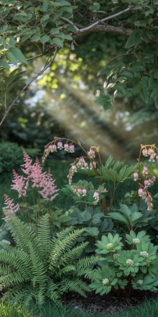 Deer Resistant Landscaping Ideas Your Yard (and Wallet) Will Love 2 Deer-resistant landscaping with pink flowering plants and lush greenery.