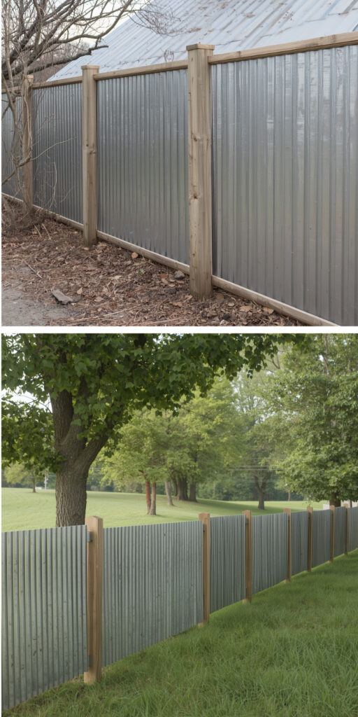 20 Cheap Fence Ideas That Actually Look Good 4 Affordable corrugated metal fencing for privacy and style.