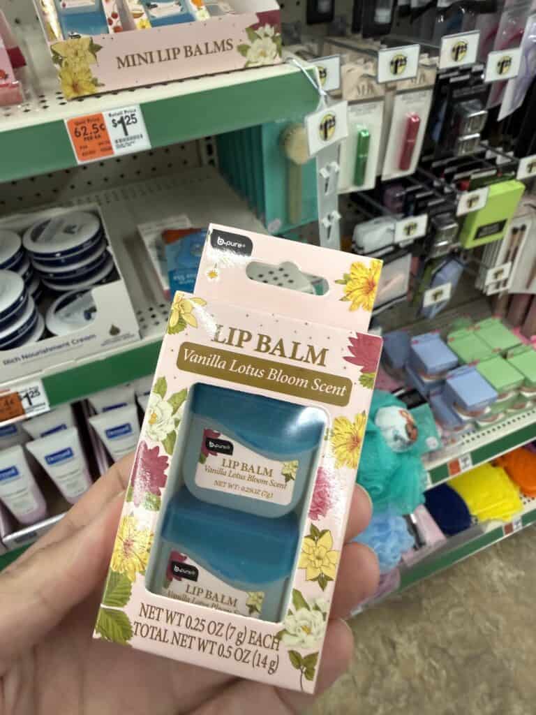 15 Dollar Tree Personal Care Finds I Actually Keep Buying (All Just $1.25!) 8 Lip balm with vanilla lotus bloom scent in retail packaging.