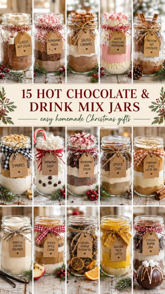 15 Hot Chocolate & Drink Mix Jars for Christmas (Easy Mason Jar Gifts) 16 15 Hot Chocolate & Drink Mix Jars for Christmas (Easy Mason Jar Gifts)