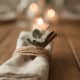 Rustic napkin ring with twine, cinnamon sticks, and eucalyptus.