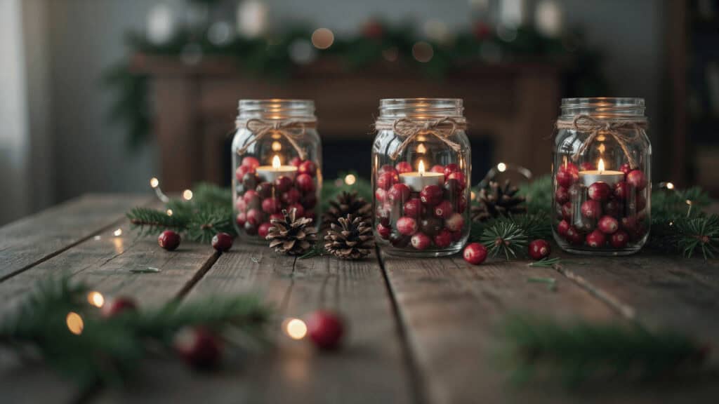 DIY Mason Jar Christmas Candle Centerpiece 1 DIY Mason Jar Christmas Candle Centerpiece